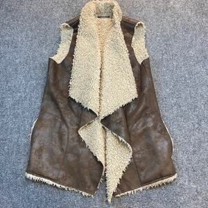 VELVET Graham Spencer Faux Fur Shearling Vest Womens Large Cabincore Boho Chic